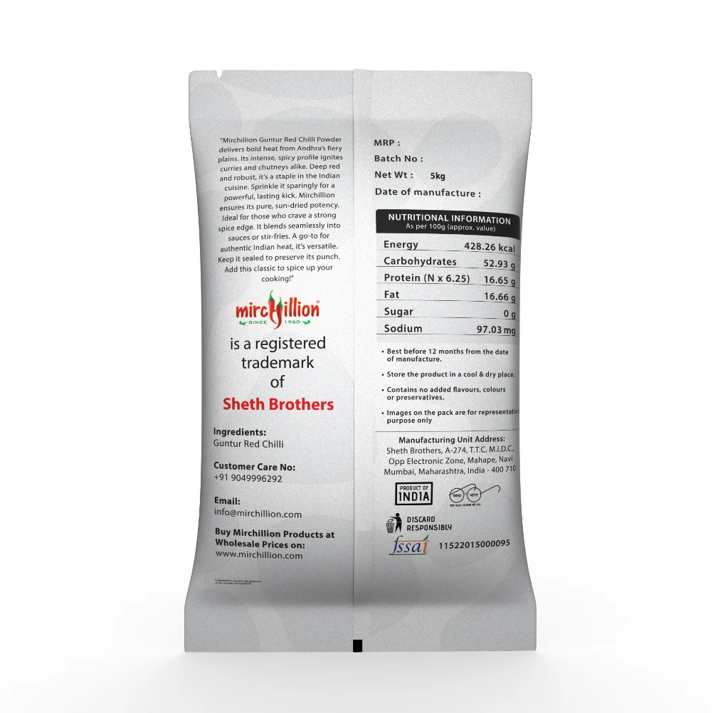 guntur red chilli powder 5 kg.386.3